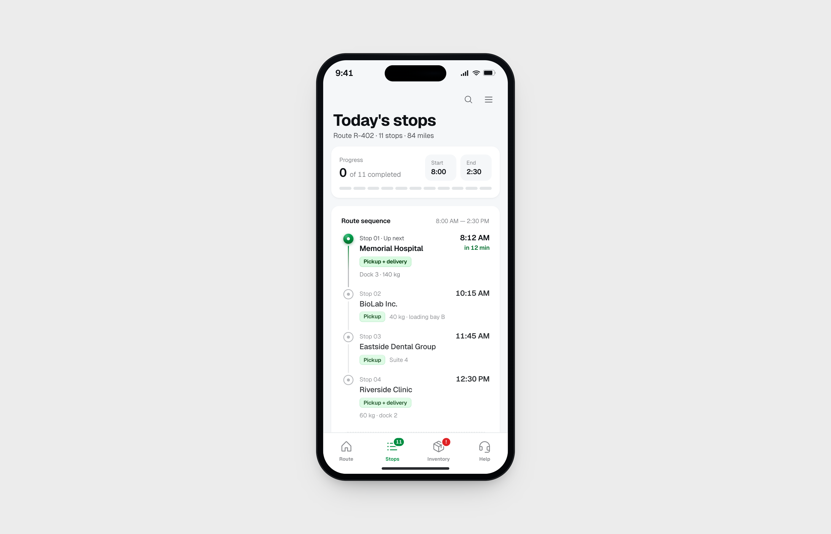 BioWaste Mobile. Today's timeline